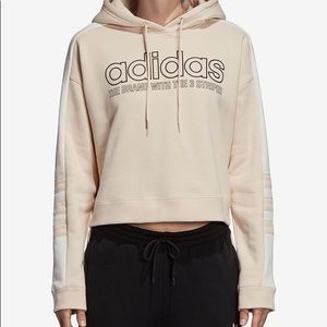 Addidas Cream Cropped Hoodie